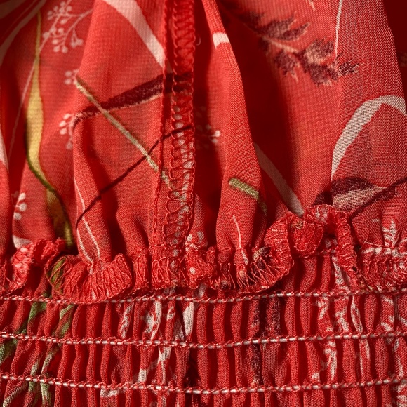 Kate.Lily Orange v-neck Tiered ruffled Summer Tropical maxi dress. Sz14 - Picture 12 of 16